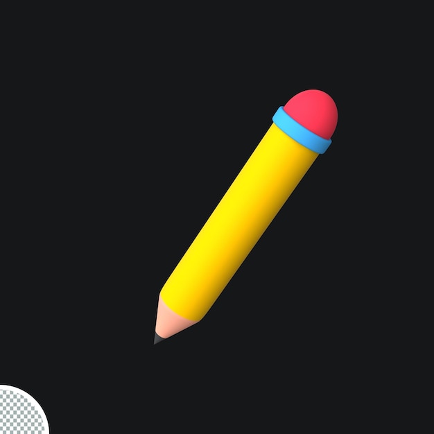 PSD rendu 3d de crayon jaune