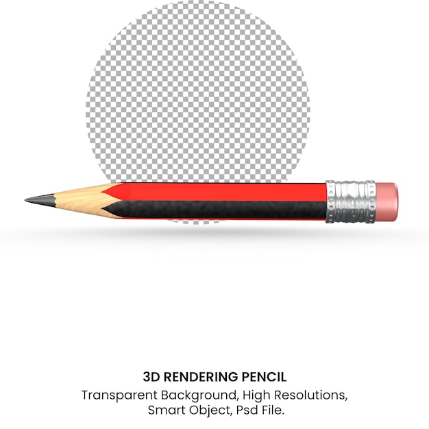 PSD rendu 3d crayon rouge réaliste sur fond transparent