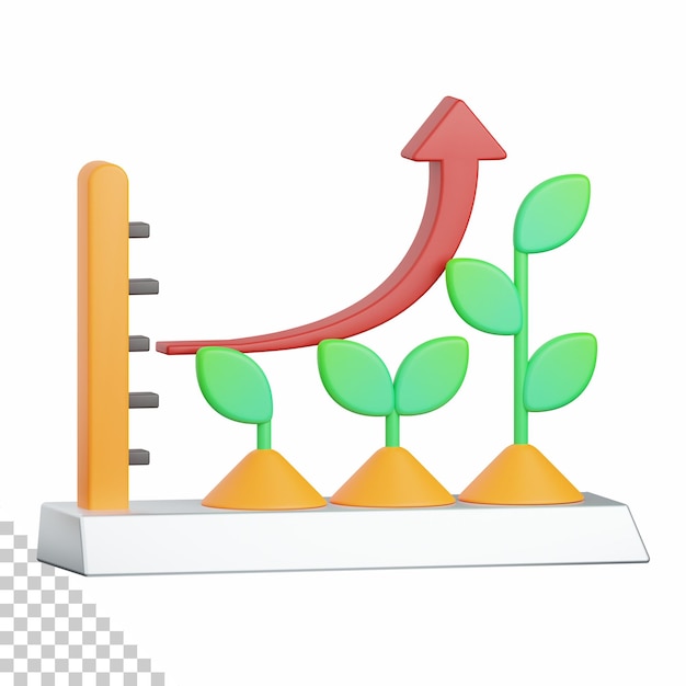 PSD le rendu 3d cultive une plante isolée, utile pour la technologie agricole, la ferme intelligente et la conception de l'innovation