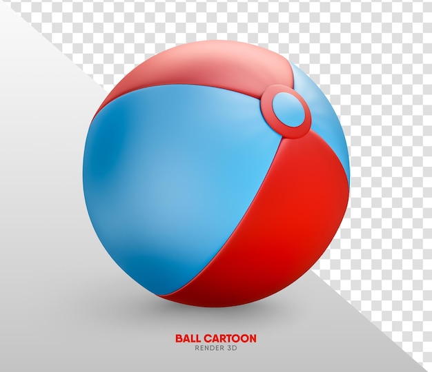 PSD rendu 3d de dessin animé de ballon de plage isolé