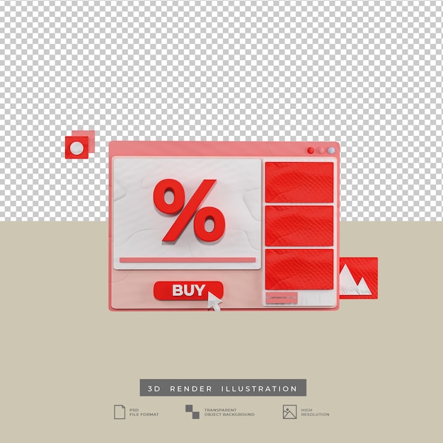 Rendu 3d Discount Produit Web Illustration De Conception De Thème Rouge