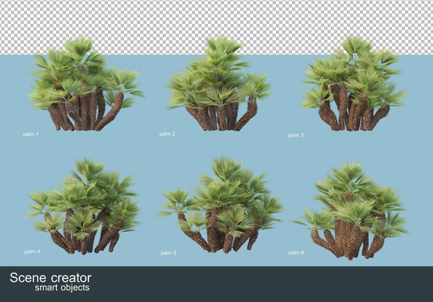 Rendu 3d De Divers Types De Palmiers