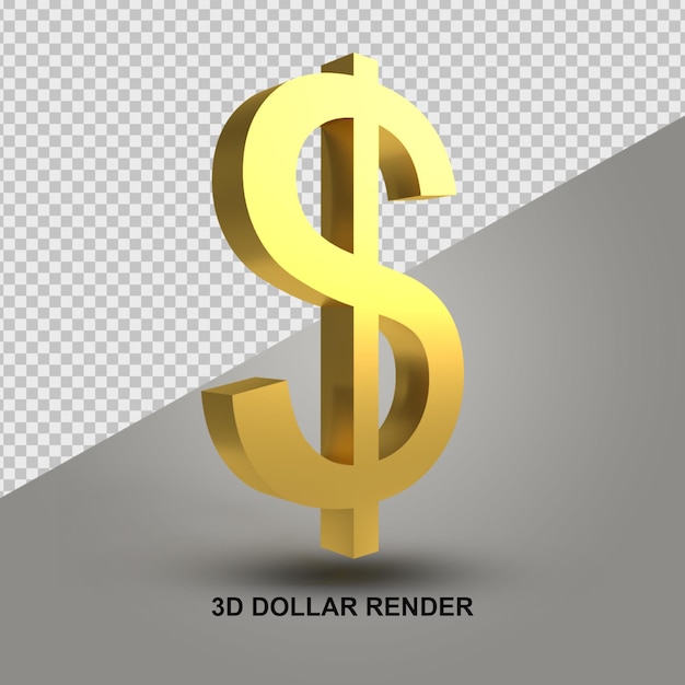 PSD rendu 3d de dollar de nombre