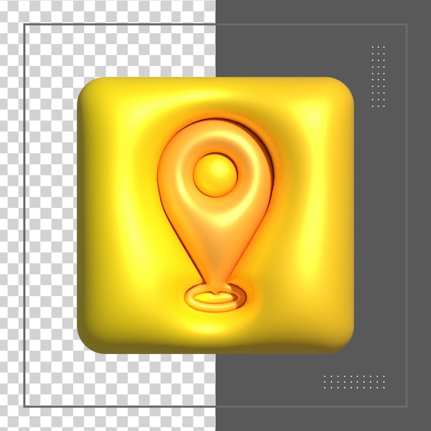PSD rendu 3d doré carte 3d réaliste broche gps pointeur marqueurs pointeur icône de localisation
