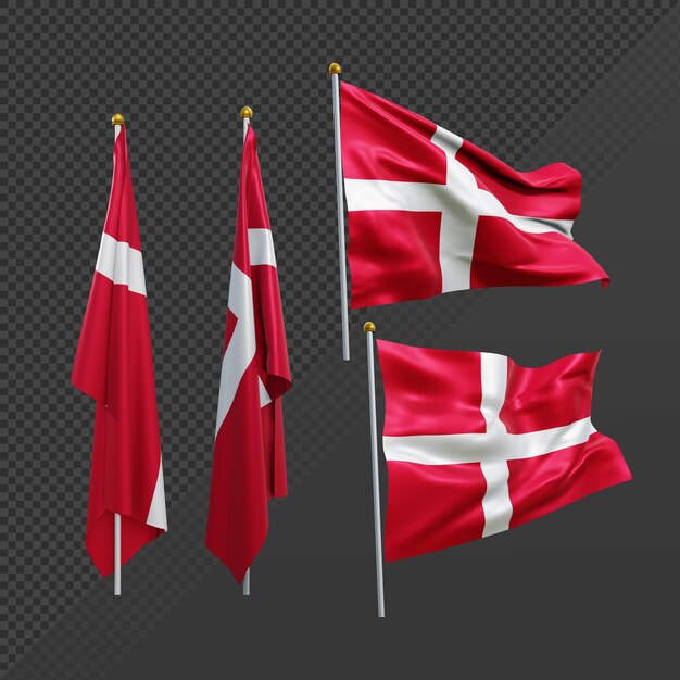 Rendu 3d Drapeau Europe Danemark Flottant Et Pas De Flottement