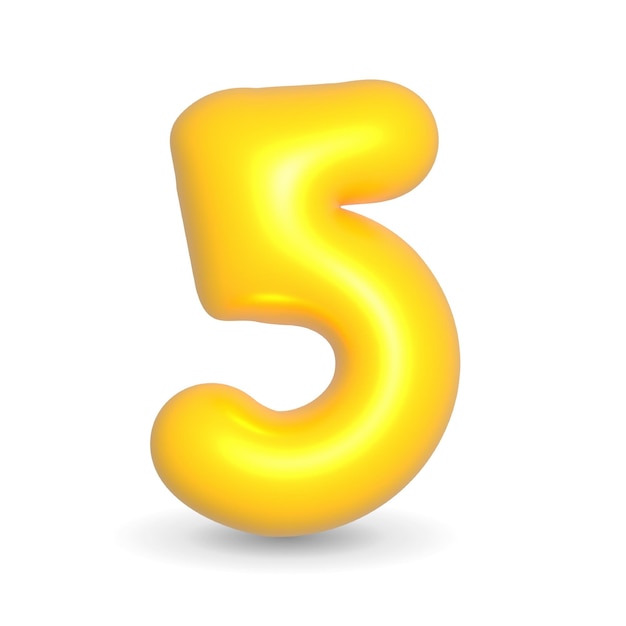Rendu 3d du ballon jaune numéro cinq Élément de conception réaliste pour les événements