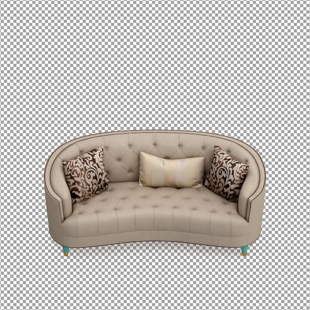 Rendu 3D du canapé minimaliste isolé