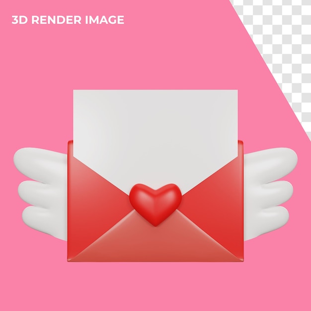 rendu 3d du coeur avec le concept de la saint-valentin