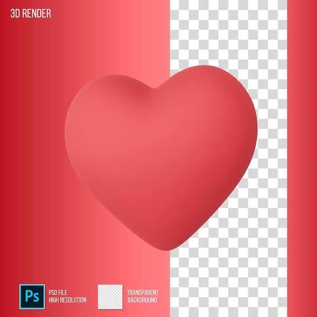 Rendu 3D du coeur avec fond transparent