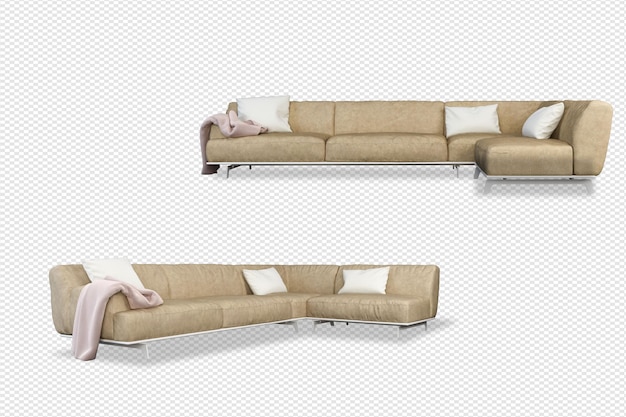 Rendu 3D du concept de canapé
