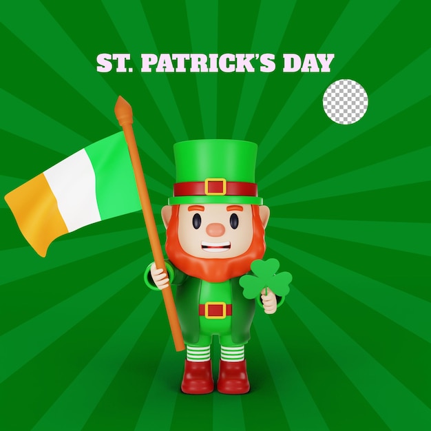 PSD rendu 3d du concept de caractère st patricks day