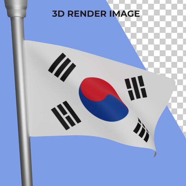 rendu 3d du concept de drapeau de la corée du sud fête nationale de la corée du sud