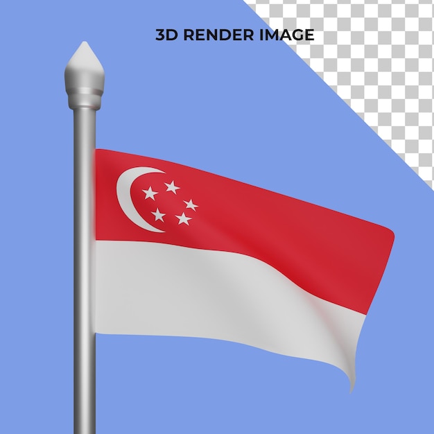PSD rendu 3d du concept du drapeau de singapour la fête nationale de singapour
