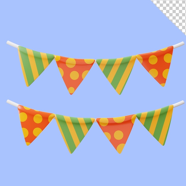 PSD rendu 3d du drapeau de guirlande pour la décoration de fête