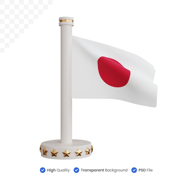 Rendu 3d Du Drapeau National Du Japon Isolé