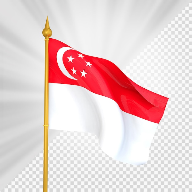 PSD rendu 3d du drapeau de singapour