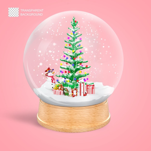 Rendu 3D du globe de l'arbre de Noël