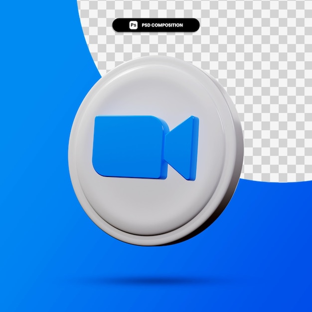 PSD rendu 3d du logo de l'application de zoom isolé