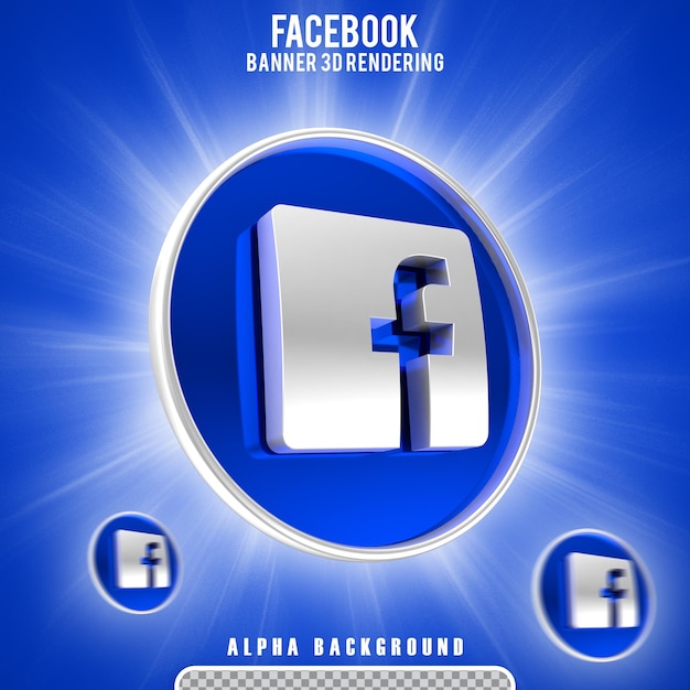 PSD rendu 3d du logo de l'icône facebook