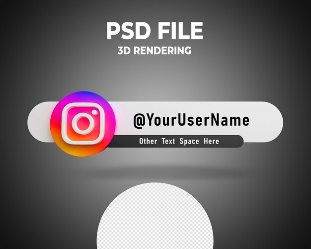 Rendu 3d Du Logo De La Troisième Bannière Inférieure Instagram