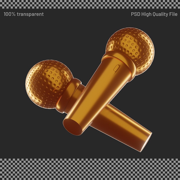 PSD rendu 3d du microphone doré