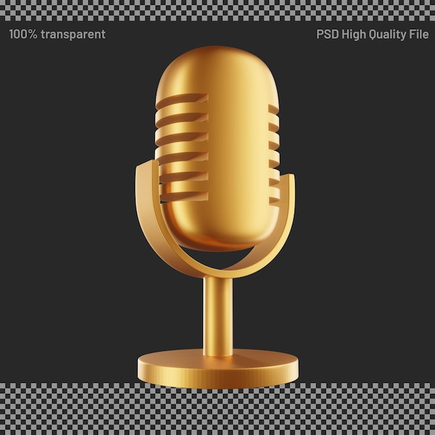 Rendu 3d Du Microphone Doré