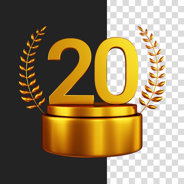 Rendu 3d Du Nombre D'or Vingt Et Du Blé Comme Trophée