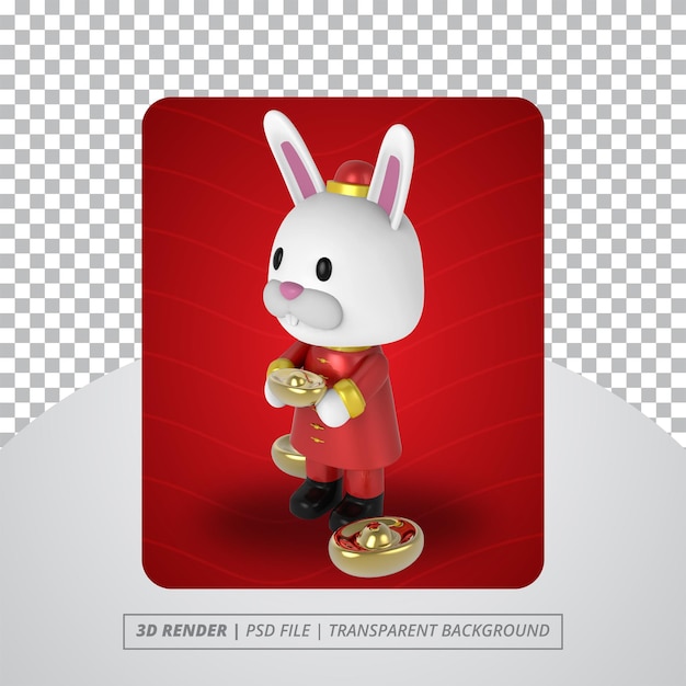 PSD rendu 3d du nouvel an chinois du lapin