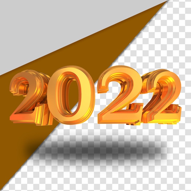 PSD rendu 3d du nouvel an or 2022