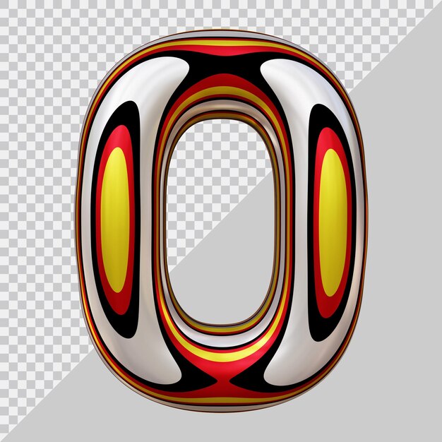 rendu 3d du numéro 0 avec un style moderne