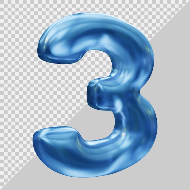 rendu 3d du numéro 3 avec un style moderne