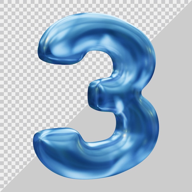 PSD rendu 3d du numéro 3 avec un style moderne