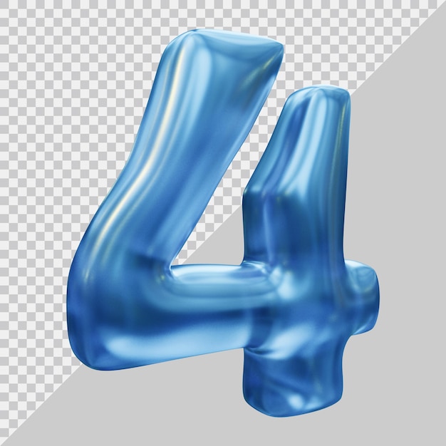 Rendu 3d Du Numéro 4 Avec Un Style Moderne