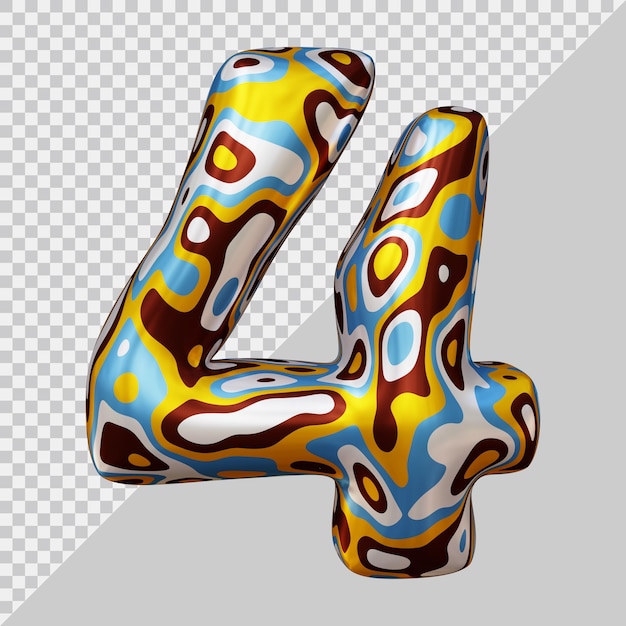 PSD rendu 3d du numéro 4 avec un style moderne