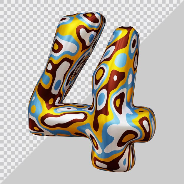 PSD rendu 3d du numéro 4 avec un style moderne