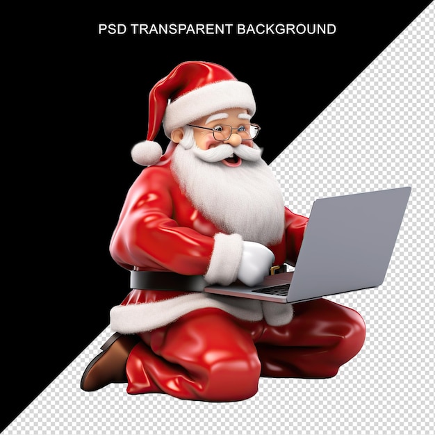 Le rendu 3D du Père Noël avec un fond transparent en PSD