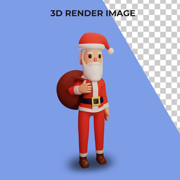 PSD rendu 3d du personnage du père noël avec concept de noël et nouvel an