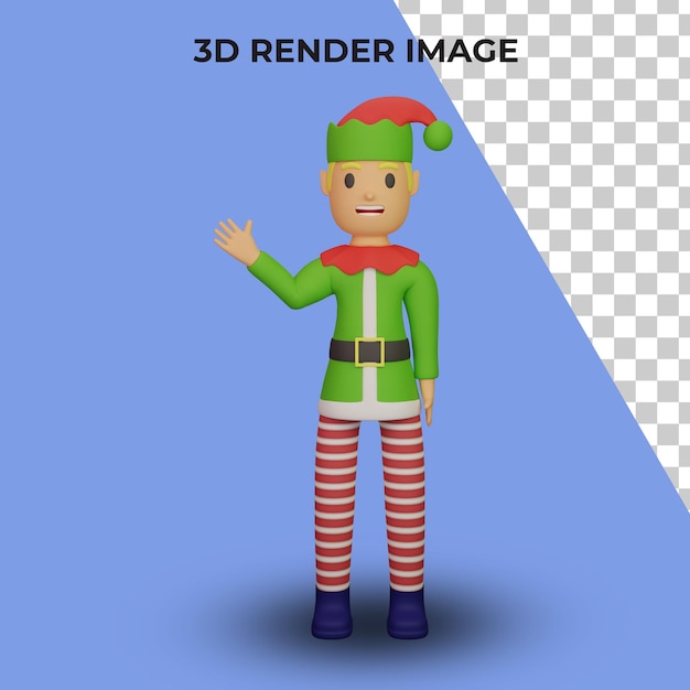 PSD rendu 3d du personnage des elfes du père noël avec le concept de noël et du nouvel an