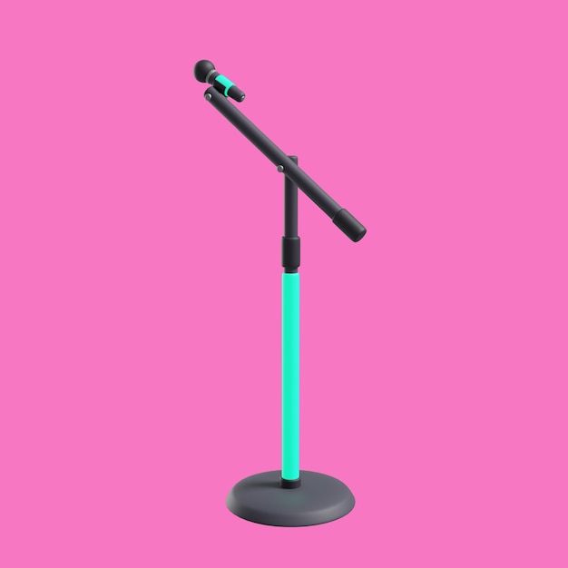 Rendu 3D du pied de microphone avec microphone
