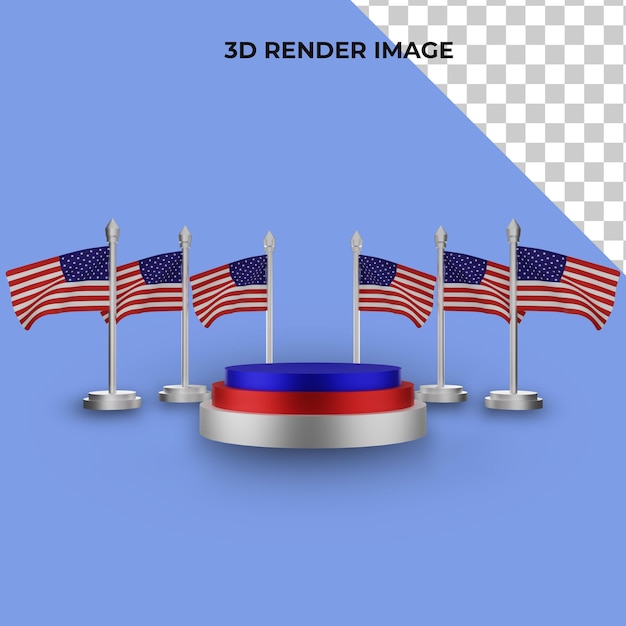 PSD rendu 3d du podium avec le concept de la fête de l'indépendance américaine