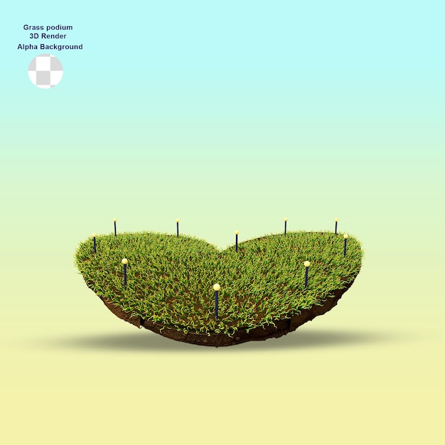 rendu 3d du podium en gazon naturel
