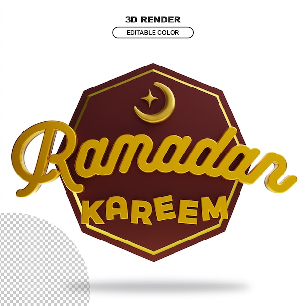 PSD rendu 3d du ramadan kareem avec des formes élégantes en or rouge