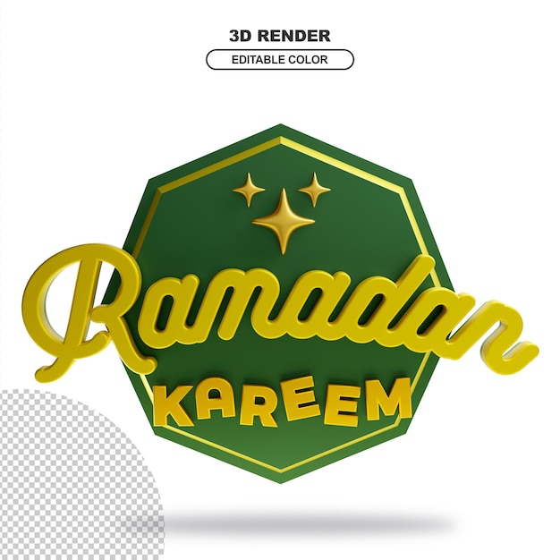 PSD rendu 3d du ramadan kareem avec des formes élégantes en or vert