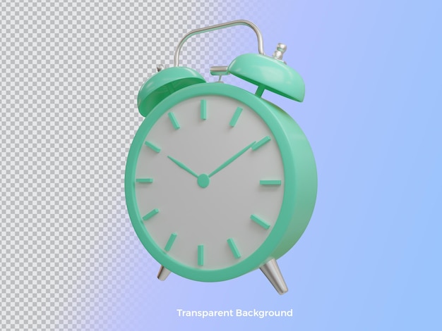 Rendu 3D du réveil mignon avec fond transparent psd