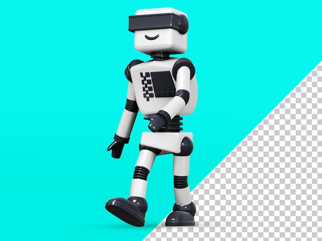 Rendu 3D du robot android blanc.