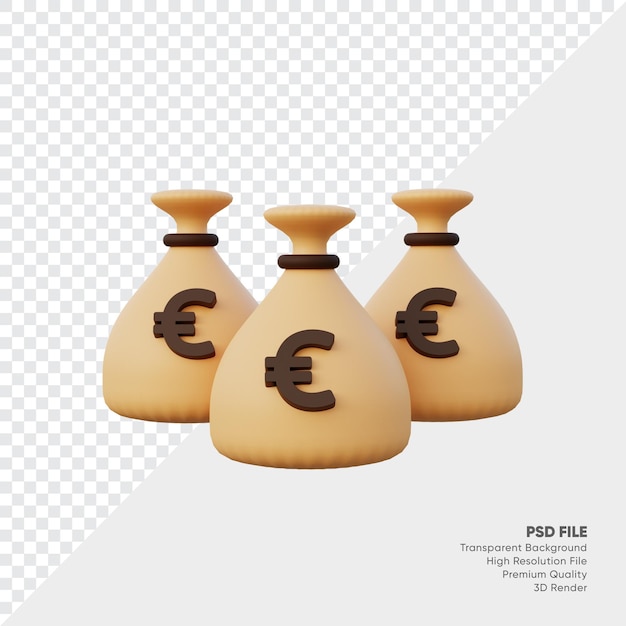 Rendu 3d Du Sac D'argent Euro