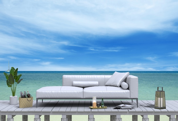 Rendu 3D du salon de plage