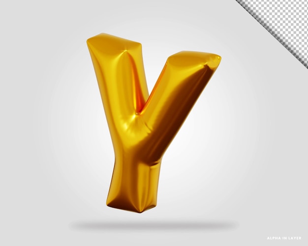 Rendu 3d du style de ballon de la lettre de l'alphabet en or rose Y