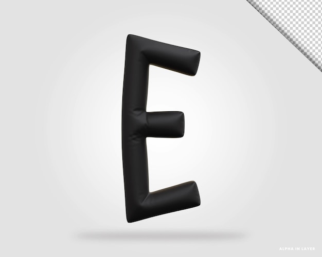 Rendu 3d du style de ballon de la lettre E de l'alphabet doré