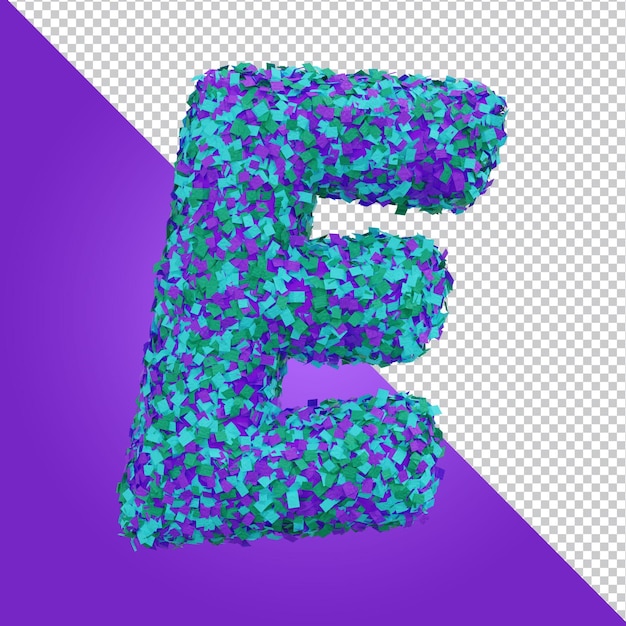 Rendu 3d du style de ballon de la lettre E de l'alphabet doré